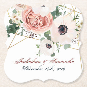 Porta-copo De Papel Beber Coasters Geométrico Garden Rosa Anemone Riti