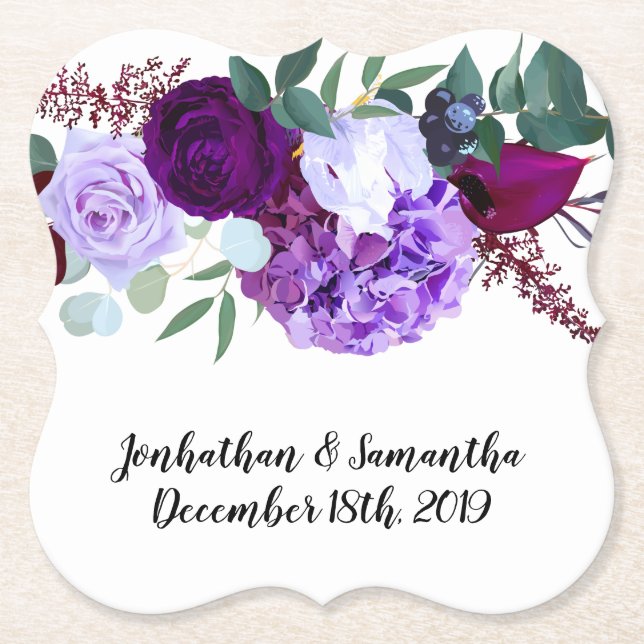 Porta-copo De Papel Beber Lavanda de Coasters Hibiscus em Branco (Frente)