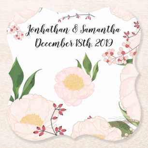 Porta-copo De Papel Bebida Torres Geométricos Flores Brancas em W