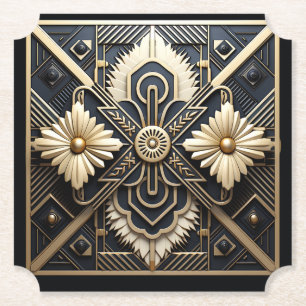 Porta-copo De Papel Bela Arte Deco Marfim Creme Dourado Preto