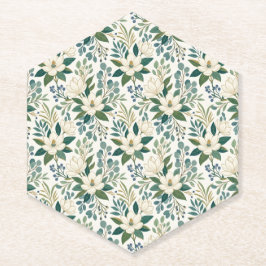 Porta-copo De Papel Belas Flores Brancas Modernas e Bagas