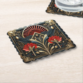 Porta-copo De Papel Belo Deco Vermelho Dourado