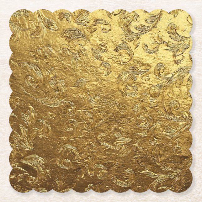 Porta-copo De Papel Belo padrão dourado (Frente)