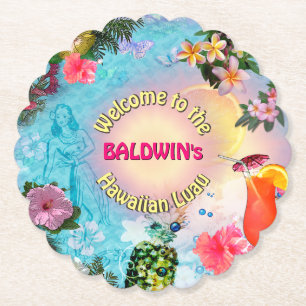 Porta-copo De Papel Bem-vindo ao nosso Luau Havaiano (personalizável)