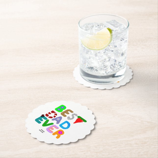 Porta-copo De Papel Best Dad Ever Scalloped Round Paper Coaster (Insitu)
