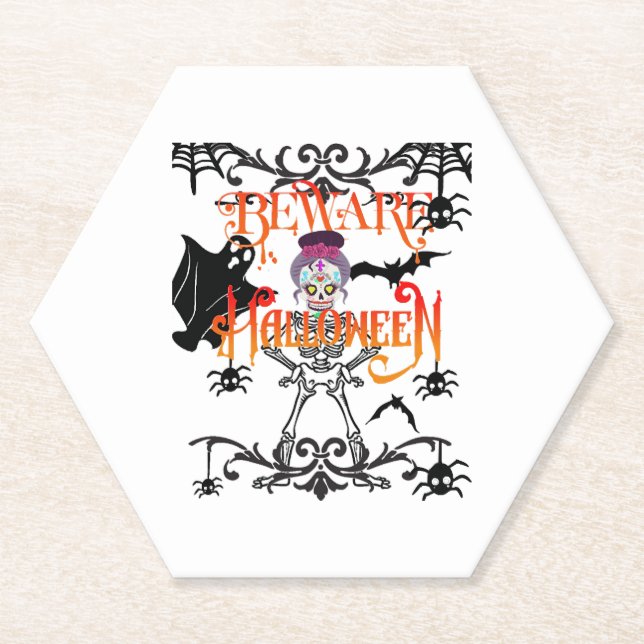 Porta-copo De Papel Beware Halloween (Frente)