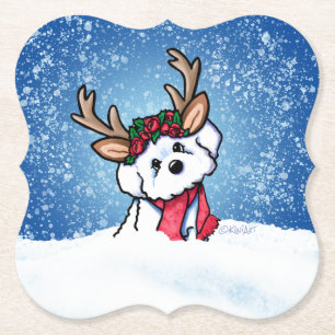 Porta-copo De Papel Bichon Frise Reindeer