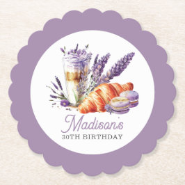 Porta-copo De Papel Birthday Brunch Watercolor Macarons e Croissant