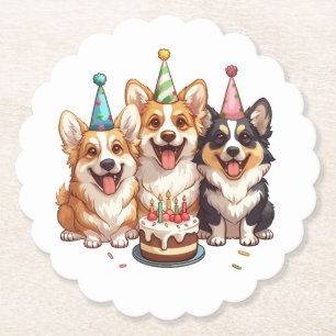 Porta-copo De Papel Birthday Corgi Dogs