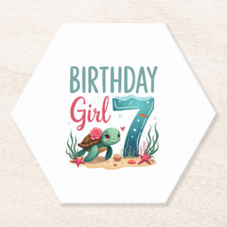 Porta-copo De Papel Birthday Girls 7th Sea Turtle 7 Year Old Ocean Aqu