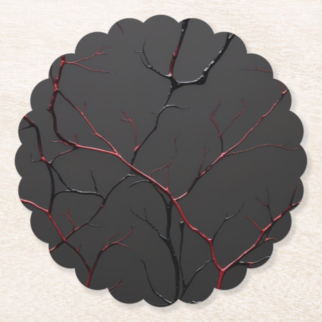 Porta-copo De Papel Black and Red Veins (Frente)