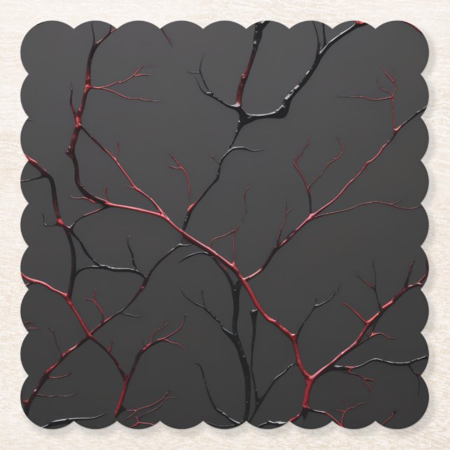 Porta-copo De Papel Black and Red Veins (Frente)