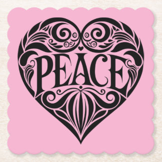 PORTA-COPO DE PAPEL BLACK AND WHITE PEACE HEART