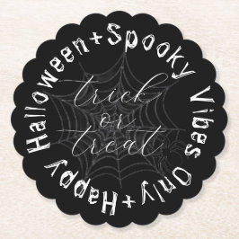 Porta-copo De Papel Black and White Spider Web Modern Happy Halloween