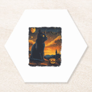 Porta-copo De Papel Black Cat Starry Night Van Gogh Pumpkins Bats Hall
