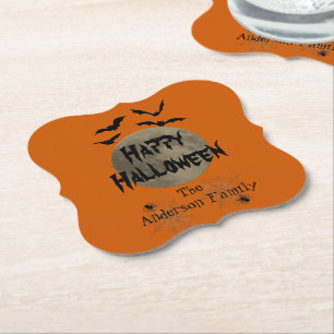 Porta-copo De Papel Black Orange Spookie Typografia Happy Halloween