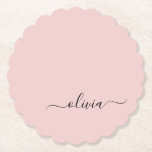 Porta-copo De Papel Blush Dusty Pink Modern Script Girly Monograma Nom<br><div class="desc">Portas copos De Papel De Nome De Monograma Simples De Script Cor-De-Rosa Pidrada. Isso faz a formatura perfeita,  aniversário,  casamento,  chá de panela,  aniversário,  chá de fraldas ou presente de festa de solteira para alguém que ama luxo de vidro e estilos quíticos.</div>