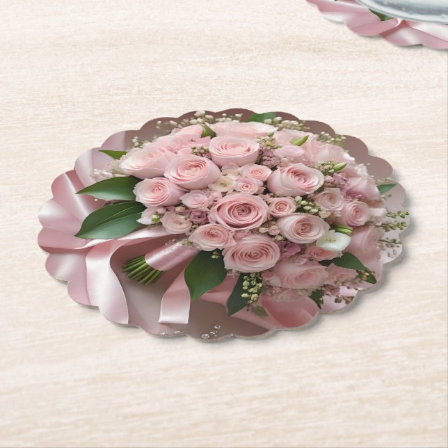 Porta-copo De Papel "Blush of Love: A Buquê do Romance Eterno" (Angular)