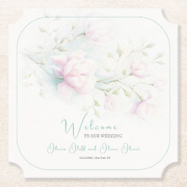 Porta-copo De Papel Boas-vindas ao casamento da Magnolia Rosa
