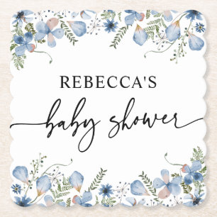 Porta-copo De Papel Boho Dusty Chá de fraldas de flores selvagens azui