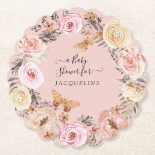 Porta-copo De Papel Boho Floral Watercolor Chá Pink