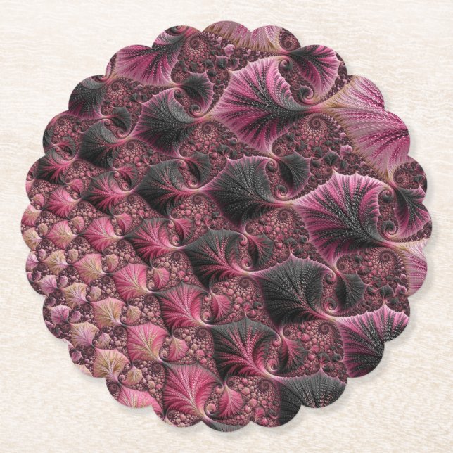 Porta-copo De Papel Boho Funky Eclectic Cor-de-rosa Abstrato Fractal (Frente)