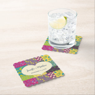 Porta-copo De Papel Boho Maximalista Patchwork Quilt Wedding