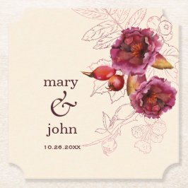 Porta-copo De Papel Boho Roseira Burgundy Tracery