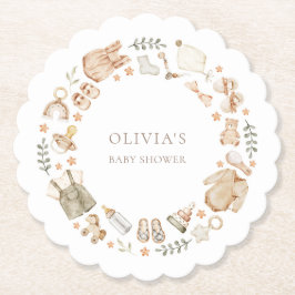 Porta-copo De Papel Boho Sexo Neutro Vintage Chá de Roupas de Bebê