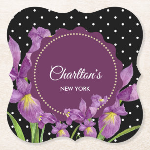 Porta-copo De Papel Bolinhas brancas pretas de íris púrpura de água