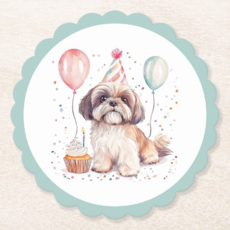 Porta-copo De Papel Bolo de Aniversário Feliz para Cães Shih Tzu