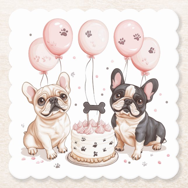 Porta-copo De Papel Bolo de Aniversário Francês (Frente)