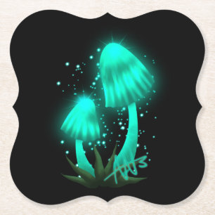 Porta-copo De Papel Boné Pixie Psicodélico Brilhando Cogumelo Ciano