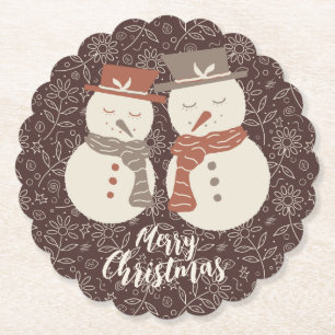 Porta-copo De Papel Bonecos de Neve Serenos - Feliz Natal a boneco de