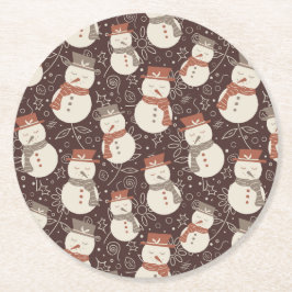 Porta-copo De Papel Bonecos de neve serenos - padrão de Natal vermelho