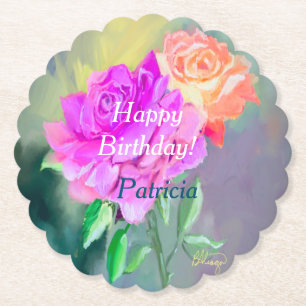 Porta-copo De Papel Bonitas rosas pintadas para ocasião especial