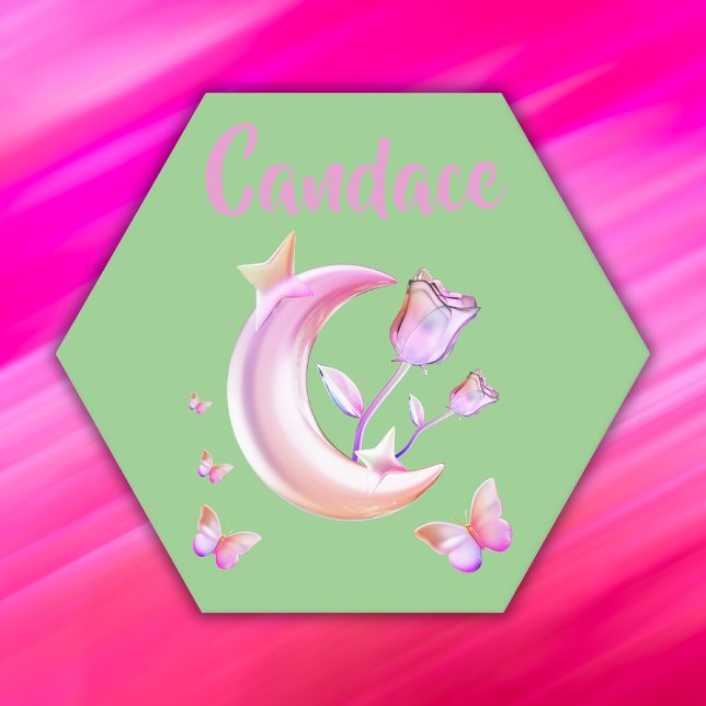 Porta-copo De Papel Bonito rosa- Lua, Borboleta, Floral- Monograma | (Criador carregado)