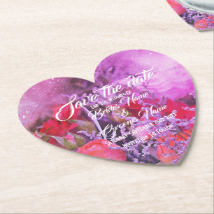 Porta-copo De Papel Bonito roxo floral moderno salvem a data