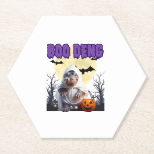 Porta-copo De Papel Boo Deng Moo Deng Cute Baby Pygmy Hippo Halloween