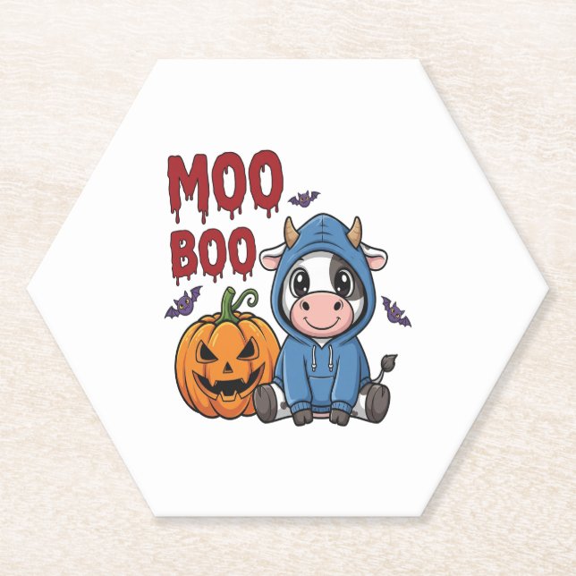 Porta-copo De Papel Boo Halloween Spooky Vaca Fantasma (Frente)