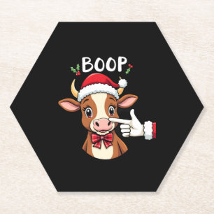 Porta-copo De Papel Boop na Mão Natal Vaca das Terras Altas Papai Noel