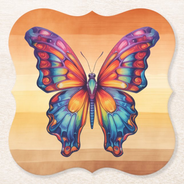 Porta-copo De Papel Borboleta Azul Laranja Asas (Frente)