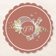 Borboleta Design Floral Branca Amável Monograma