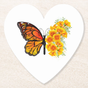 Porta-copo De Papel Borboleta Flor com Papagaio Amarelo da Califórnia