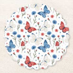 Porta-copo De Papel Borboleta Patriótica e Padrão Floral