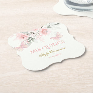 Porta-copo De Papel Borboleta Rosa Quinceañera