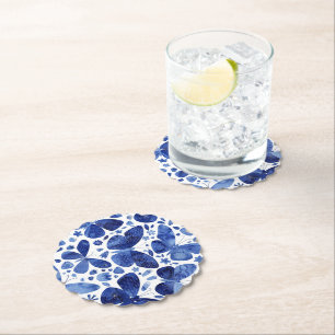 Porta-copo De Papel Borboletas Aquarela Azul Indigo