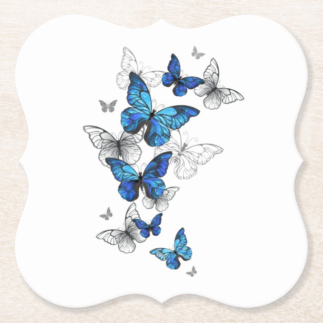 Porta-copo De Papel Borboletas Azuis Morpho (Frente)