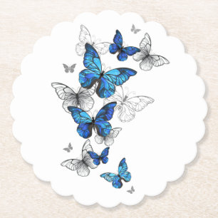 Porta-copo De Papel Borboletas Azuis Morpho