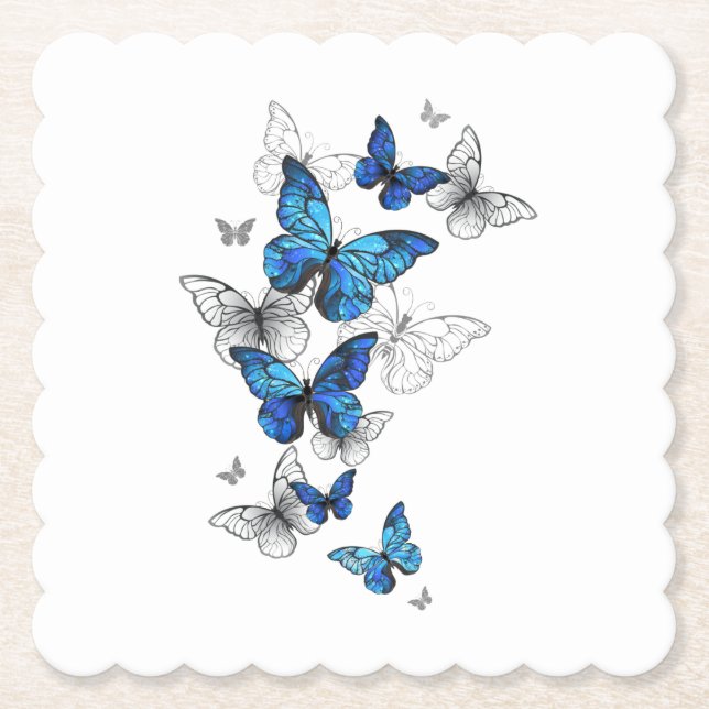 Porta-copo De Papel Borboletas Azuis Morpho (Frente)
